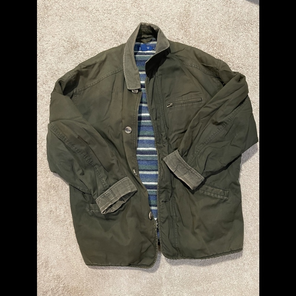 J Crew Men’s Field Jacket Olive Wool Liner XL